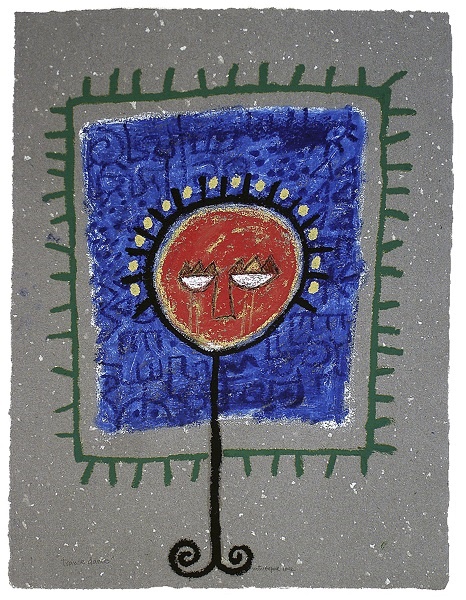 Trance Dance, 2002, 26"x19", oil and pastel on handmade paper